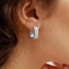 Gold Tone Square Hoop Earrings with Zircon Detail