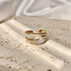 Adjustable Open Ring with White Enamel and an Irregular Geometric Shape