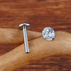 Flat Back Labret Stud with 2.5 mm to 4 mm CZ Detail in 16G