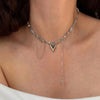 Imitation Pearl Choker Necklace with a Heart Pendant and Tassel Details