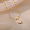 Gold Tone Oval Stone Pendant Necklace
