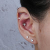 Flat Back Labret Stud with 2.5 mm to 4 mm CZ Detail in 16G