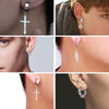 Non Piercing Ear Clips with Cross Pendants in a Pair
