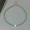Heart Choker Necklace with Colorful Glass Beads