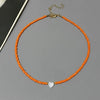 Heart Choker Necklace with Colorful Glass Beads