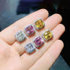 Stud Earrings with Pink White and Yellow Cubic Zirconia Options