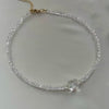 Tassel Pendant Necklace with Transparent Crystal and Imitation Pearl Details