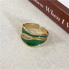 Adjustable Open Ring with White Enamel and an Irregular Geometric Shape