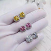 Stud Earrings with Pink White and Yellow Cubic Zirconia Options