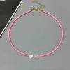 Heart Choker Necklace with Colorful Glass Beads