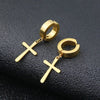 Non Piercing Ear Clips with Cross Pendants in a Pair