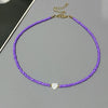 Heart Choker Necklace with Colorful Glass Beads