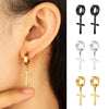 Non Piercing Ear Clips with Cross Pendants in a Pair