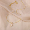 Gold Tone Oval Stone Pendant Necklace