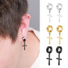 Non Piercing Ear Clips with Cross Pendants in a Pair
