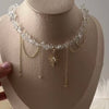 Tassel Pendant Necklace with Transparent Crystal and Imitation Pearl Details · BC-AE-3256810153340428-463daf41