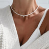 Tassel Pendant Necklace with Transparent Crystal and Imitation Pearl Details · BC-AE-3256810153340428-322348f4