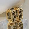 Gold Tone Square Hoop Earrings with Zircon Detail · BC-AE-3256808433761952-2901eead