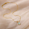Gold Tone Oval Stone Pendant Necklace