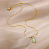 Gold Tone Oval Stone Pendant Necklace