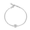0.03ct Diamond 18K White Gold Bracelet Flower Charm 18cm Bracelet Wedding Engagement Party Jewelry for Women
