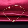 0.03ct Natural Diamond 18K Rose Gold Bracelet Heart Charm 18cm Wedding Engagement Party Jewelry for Women