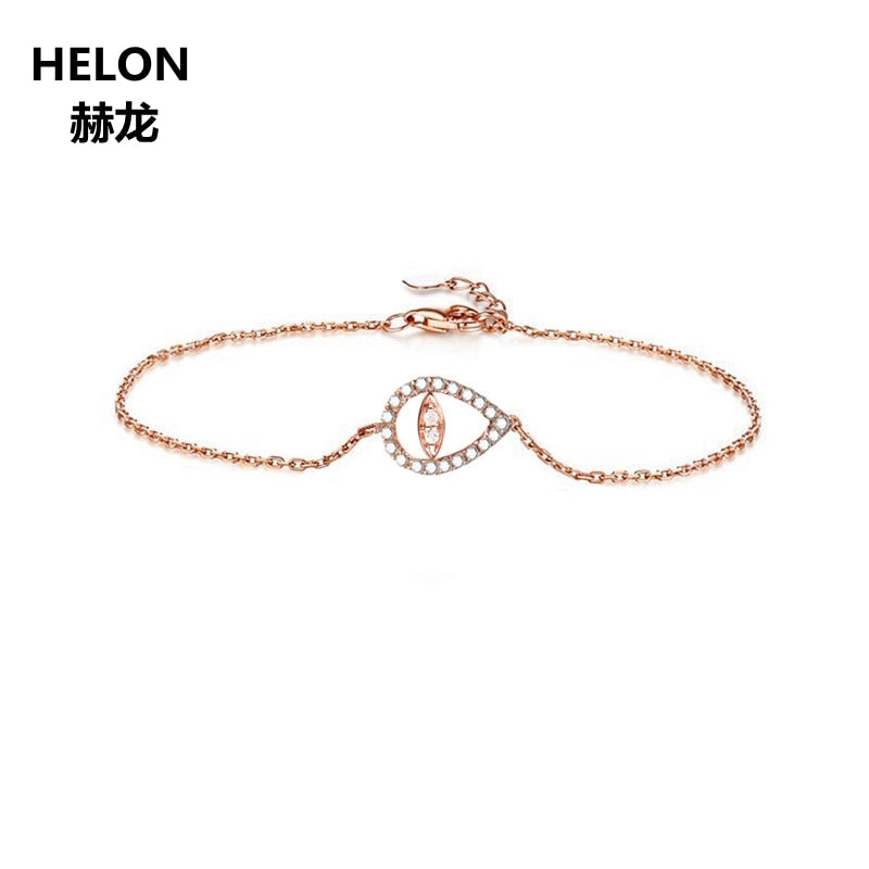 0.11ct SI/H Natural Diamond Bracelet Chain Solid 18k Rose Gold Engagement Wedding Bracelet