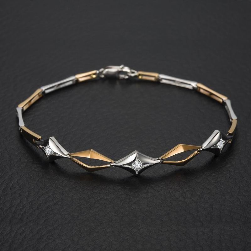 0.19ct/3pcs Diamond Bracelet for Women 18cm Diamond Jewelry Bangle Female 18K Two-tone Gold Wedding Jewellery