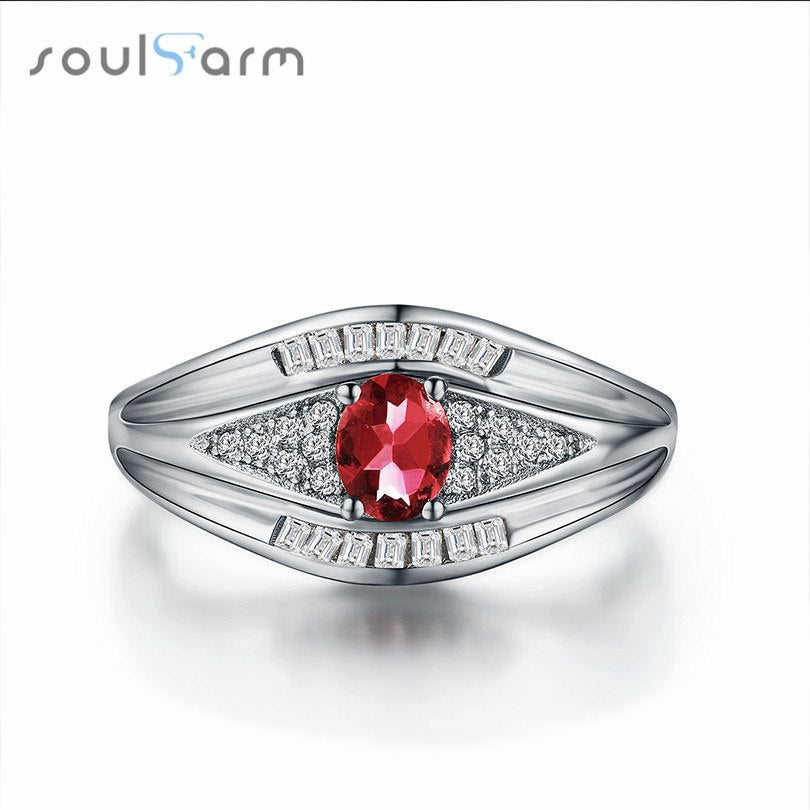 0.4ct red Tourmaline Luxury Gemstone Fine Jewelry Wedding Rings for Party 925 Sterling Silver Water Drop Ring Engagement Gift