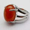0range Veins Carnelian Stone Oval Bead GEM Finger Ring Jewelry Size 8-9 X279