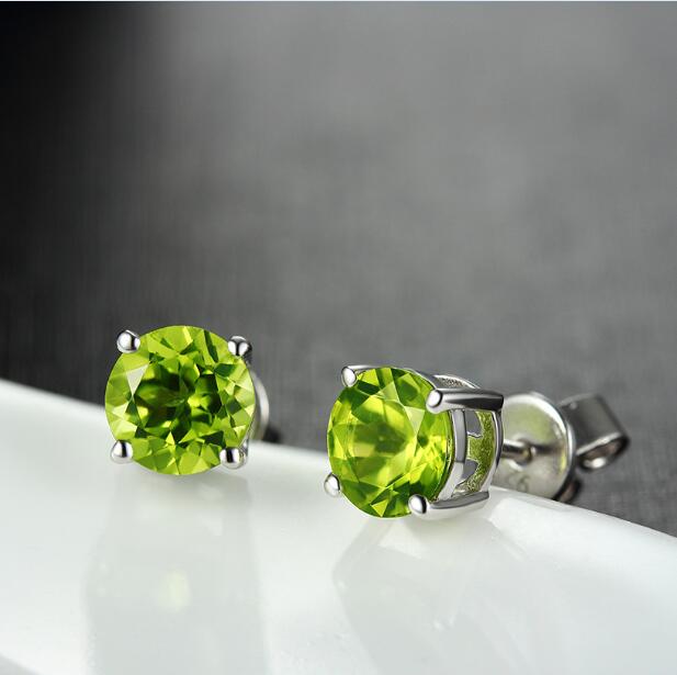 1.57ct Natural Citrine Peridot 925 Sterling Silver Stud Earrings Plata 925 Vintage Brand Bijoux Woman Earring fine jewelry
