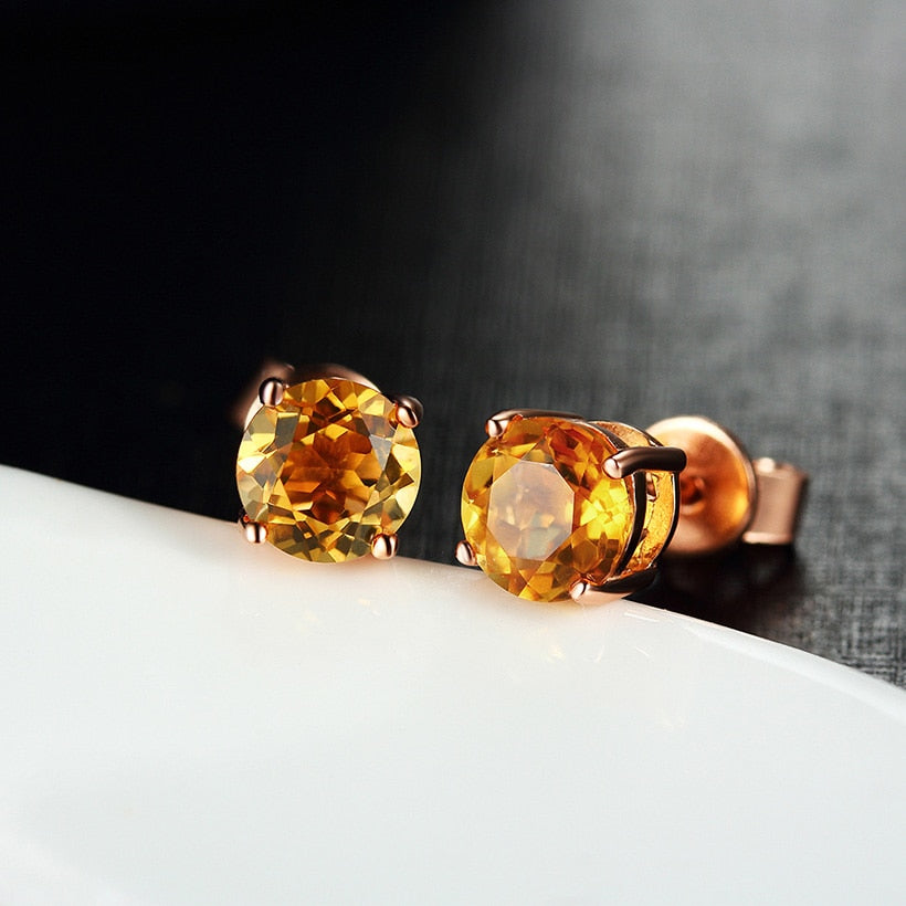 1.57ct Natural Citrine Peridot 925 Sterling Silver Stud Earrings Plata 925 Vintage Brand Bijoux Woman Earring fine jewelry