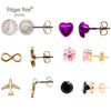 1-9 Pairs Crystal Simulated Pearl Stud Earrings Gold Color Geometric Animal Shape Cut Earrings Set For Girls Boucle D Oreille