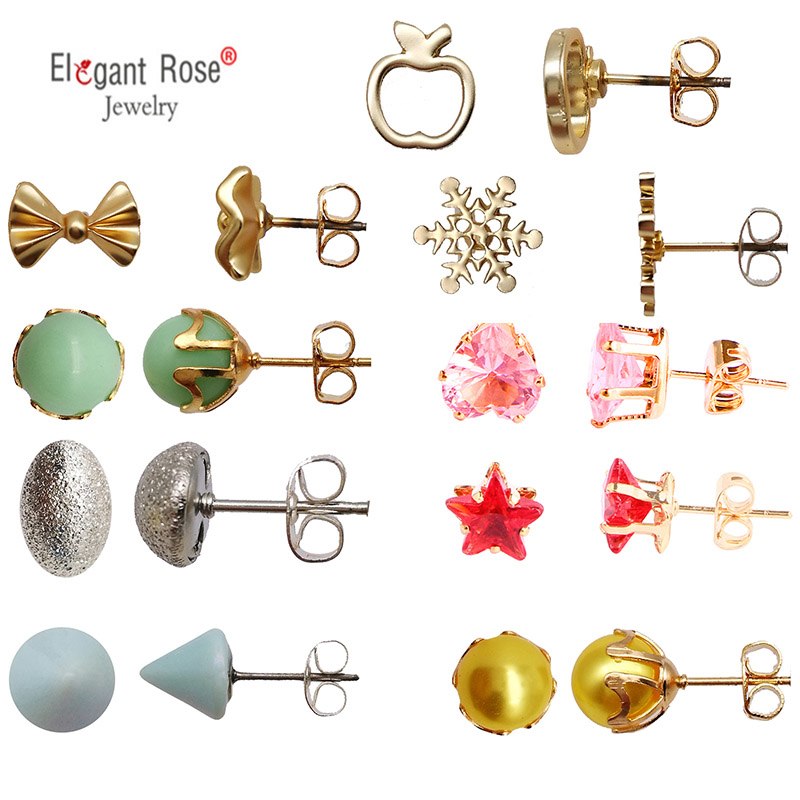 1-9 Pairs Crystal Simulated Pearl Stud Earrings Gold Color Geometric Animal Shape Cut Earrings Set For Girls Boucle D Oreille