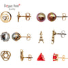 1-9 Pairs Crystal Simulated Pearl Stud Earrings Gold Color Geometric Animal Shape Cut Earrings Set For Girls Boucle D Oreille