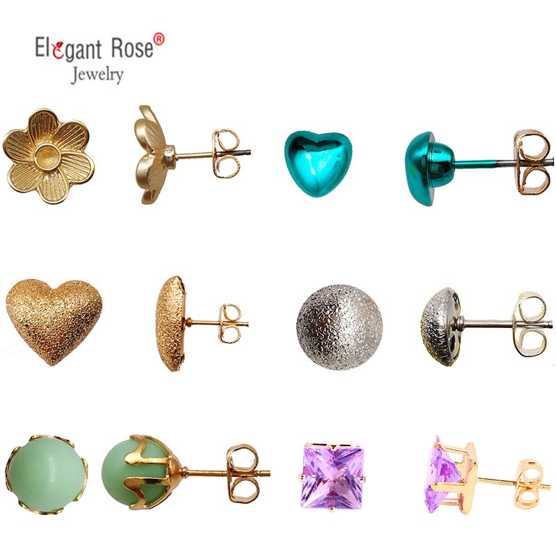 1-9 Pairs Crystal Simulated Pearl Stud Earrings Gold Color Geometric Animal Shape Cut Earrings Set For Girls Boucle D Oreille