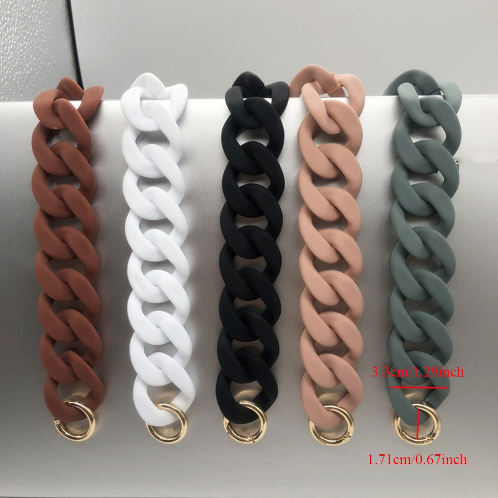 1 PC 30cm/41cm  DIY Colorful Detachable Acrylic Chain Handle Fish Bone Plastic Strap Shoulder Bags Accessories For Women