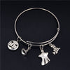 1 Pc Halloween Skull Witch Hat Pumpkin Charms Pendants Expandable Wire Bangle Bracelet Adjustable Gifts For Halloween
