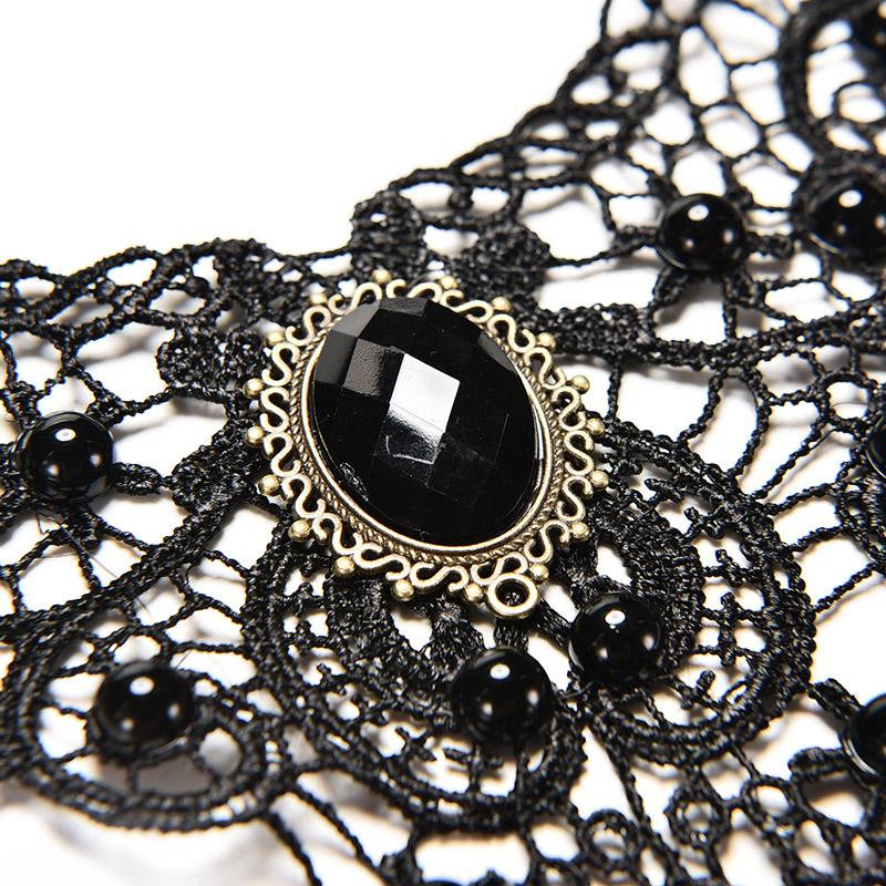 1 Pcs Velishy Necklace For Women Handmade Jewerly Gothic Vintage Lace Necklace Collar Choker Necklace Bib Gem Chain