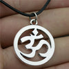 1 Piece 25mm Om Sign Necklace Pendant For Women Leather Chain Necklace 2 Colors Antique Bronze Silver Plated Color