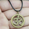 1 Piece 25mm Om Sign Necklace Pendant For Women Leather Chain Necklace 2 Colors Antique Bronze Silver Plated Color
