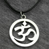 1 Piece 25mm Om Sign Necklace Pendant For Women Leather Chain Necklace 2 Colors Antique Bronze Silver Plated Color