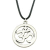 1 Piece 25mm Om Sign Necklace Pendant For Women Leather Chain Necklace 2 Colors Antique Bronze Silver Plated Color
