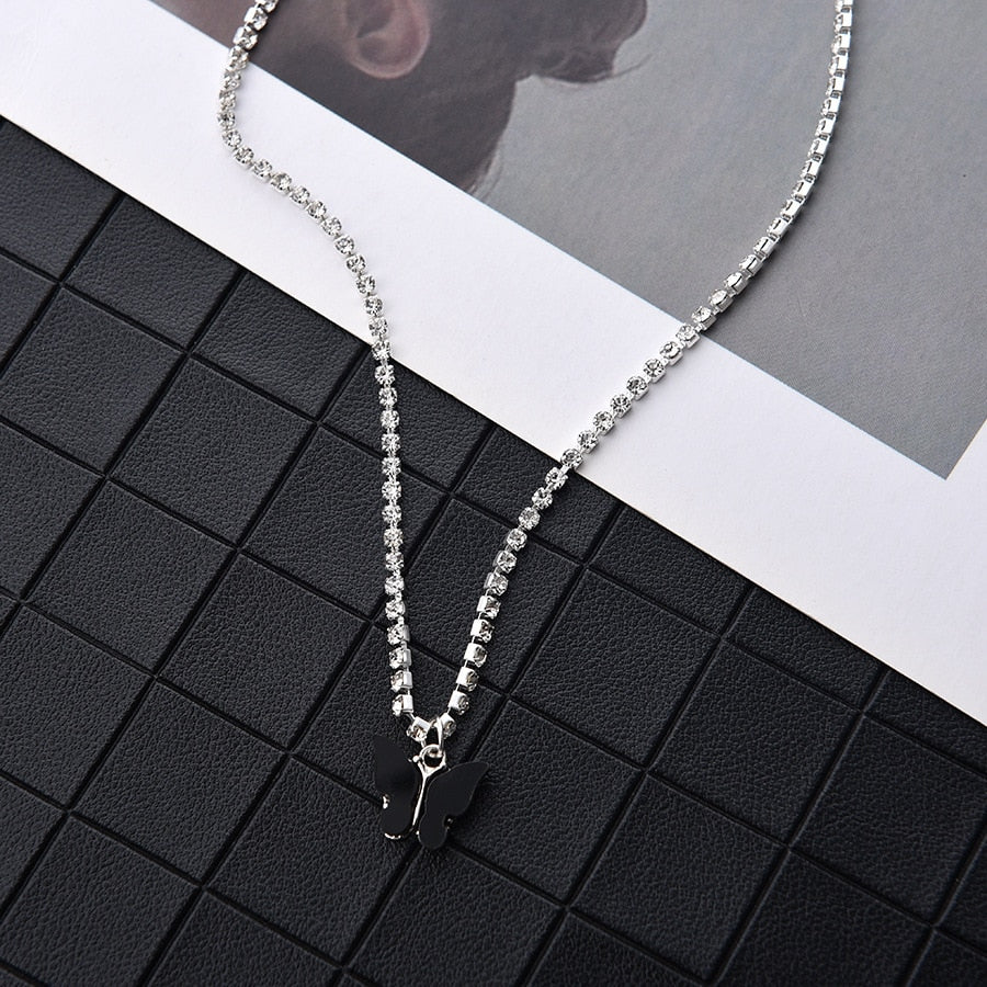 1 Row Rhinestone Tennis Chain Choker Necklace for Women Shine Silver Color Clavicle Neck Accessories Wedding Hip Hop Jewelry