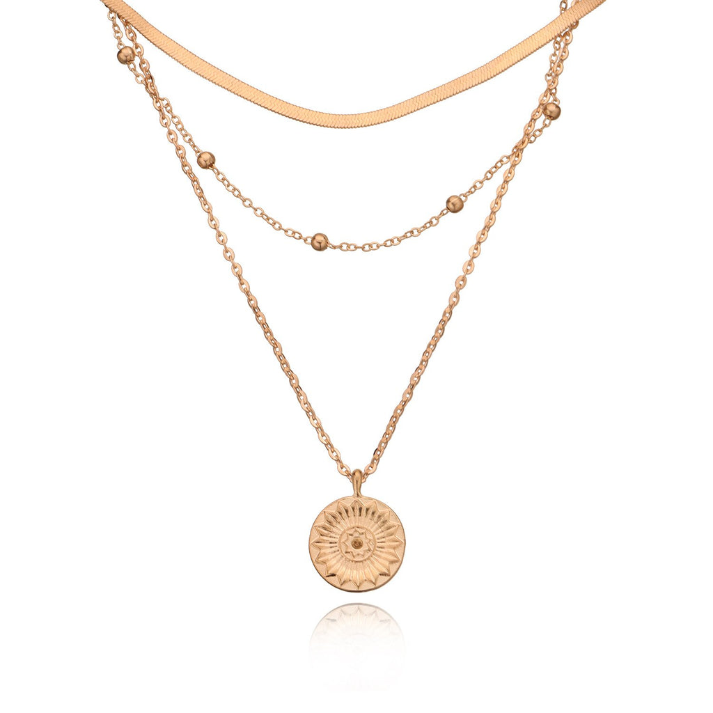 1 Set Fashionable Layered Round Hang Tag Chains Necklaces For Women Girls Trendy Classic Multi-layer Jewelry Gifts