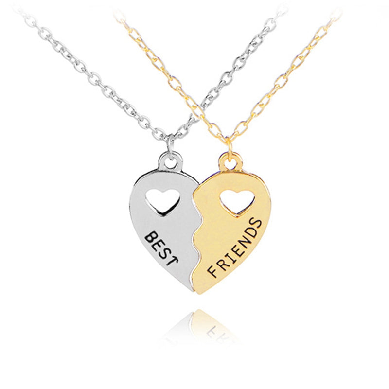 1/Sets Friends Necklace Best Friends Forever Hollow Heart-Shaped Pendant Brother Best Buds Silver Color Necklace Charm Choker