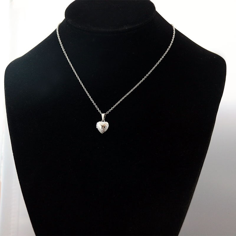 1 corazón marco de fotos con forma colgante, collar, amor colgante de corazón de acero inoxidable medallón collar de las mujeres de los hombres de moda joyas de la Memorial