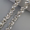 1 feet Leaf Silver Glass Crystal Chain Bling Rhinestone Trim Metal Ribbon Necklace Decoration Wedding Dress Clothing Accessories