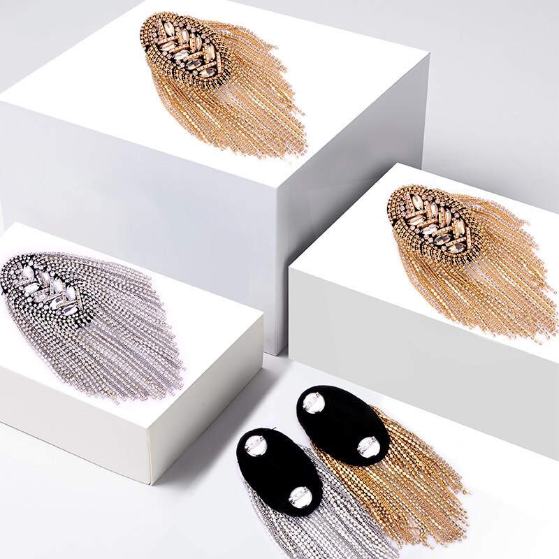 1 pc Epaulette Brooch Wheat ears Epaulet Shoulder Handmade Clothing Accessories Suit Decoration Fringed Shoulder Stamp