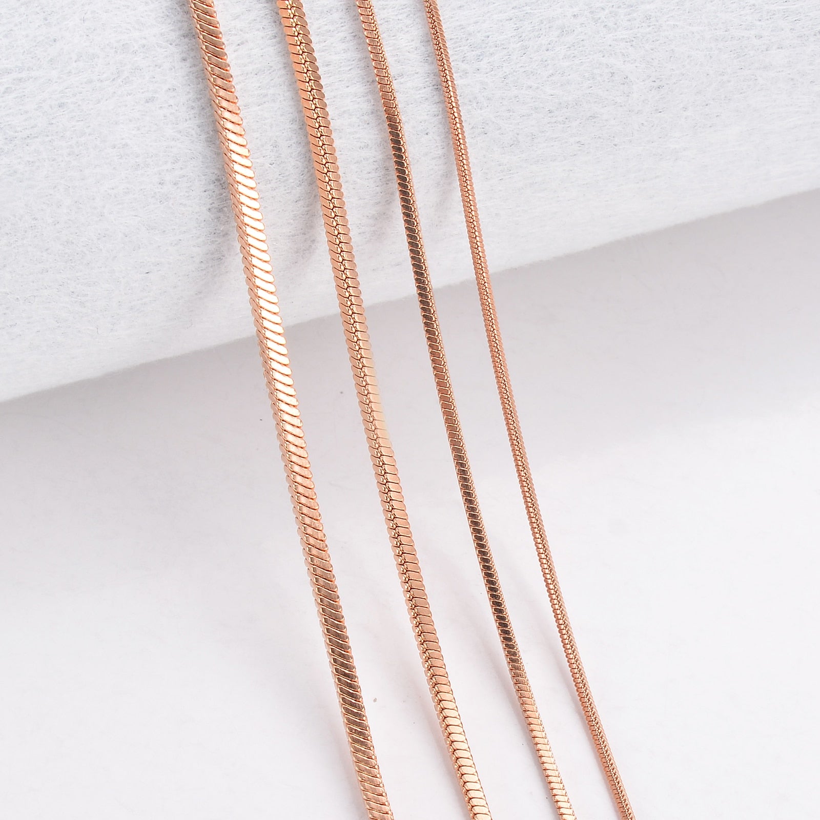 1 piece Rose Gold Square Snake Chain Women Necklace Jewelry 316 Stainless steel Necklace chain Width 0.9/1.2/1.5/2mm